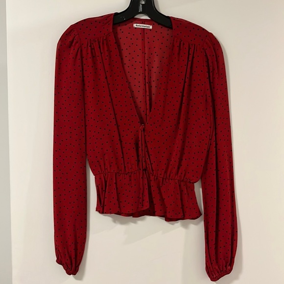 Reformation red polka dot blouse - Picture 5 of 7